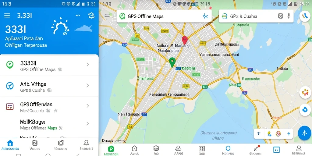 Tampilan antarmuka aplikasi GPS Offline Maps 333I yang user-friendly.