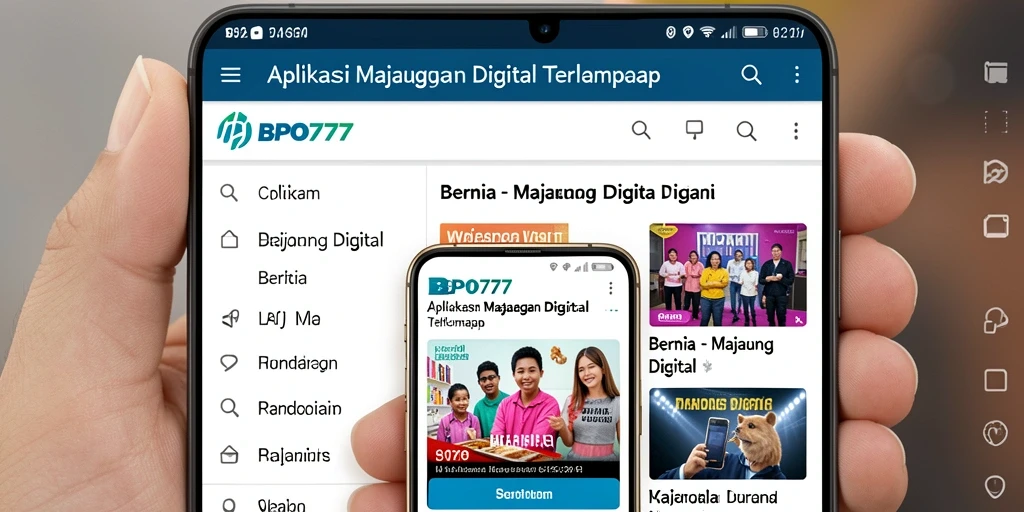 Antarmuka BPO777 yang menarik dan informatif untuk Majalah Digital.