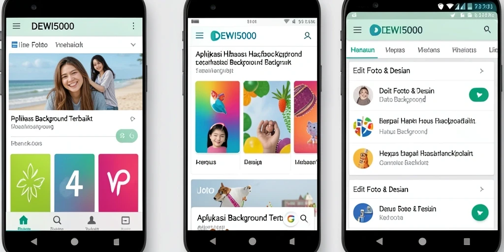 Antarmuka bersih dan fungsional dari aplikasi Hapus Background DEWI5000.