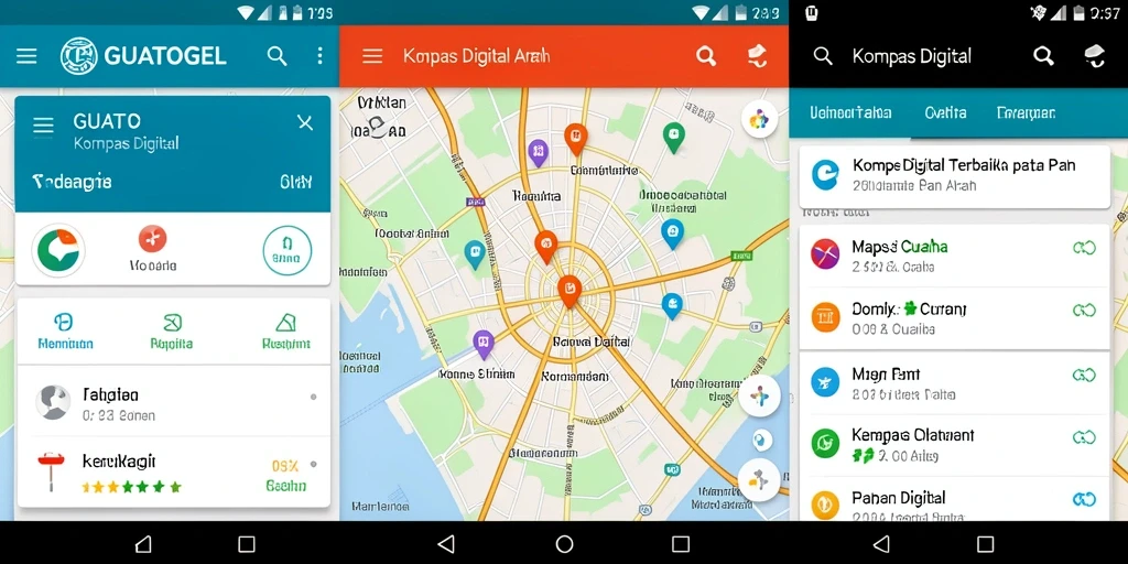 Antarmuka GUATOGEL menunjukkan fungsi kompas digital yang intuitif.