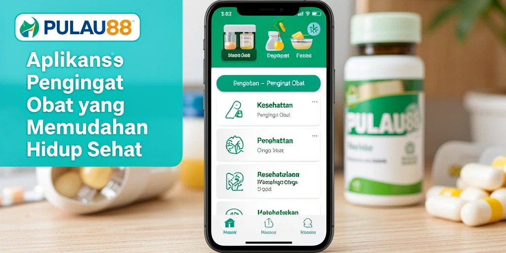 Antarmuka utama aplikasi PULAU88 dengan fungsi Pengingat Obat.