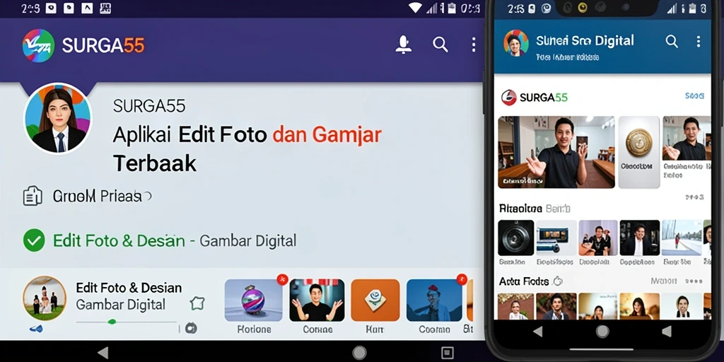 Antarmuka aplikasi SURGA55 yang modern dan mudah digunakan.