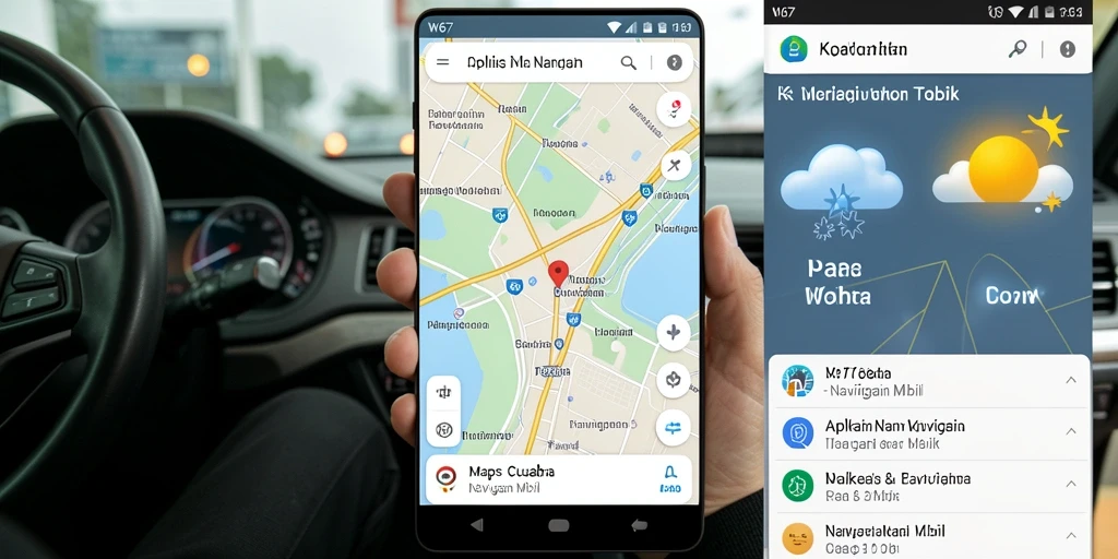 Antarmuka W67 menampilkan navigasi mudah dan informasi cuaca terkini.